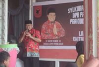 acara syukuran atas pelantikan Haji Saleh Siknun sebagai anggota Dewan Perwakilan Rakyat (DPR) Papua Barat untuk periode 2024-2029. Acara ini berlangsung pada hari Sabtu, 5 Oktober 2024, di Posko Tikar Rasa, Jalan Warahmade, Kelurahan Danaweria. (Dok. sumut.tagarutama.com)