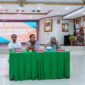 Foto. Sekretaris BPBD Ibu Rima Idrus saat kegiatan FGD Penyusunan Kajian Resiko Bencana.